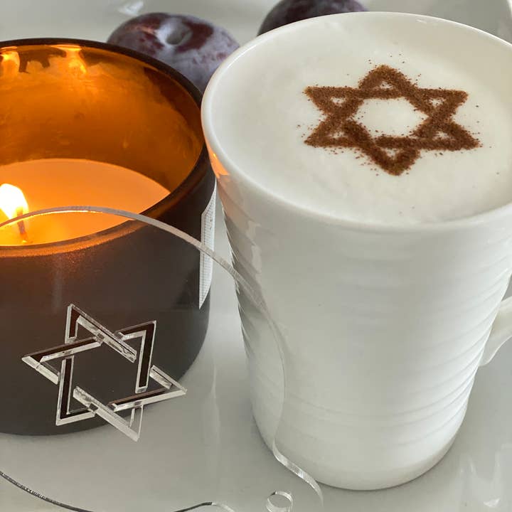 moon + magnolia – wholesale Stencil – Davids stjärna//Hanukkah Coffee Stencil1