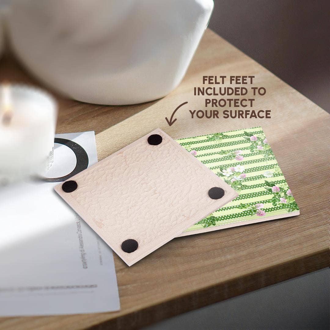 3dRose - Wholesale Coasters - 3dRose, Green Polka Dots Rows and Irish Floral Pattern, Coaster3