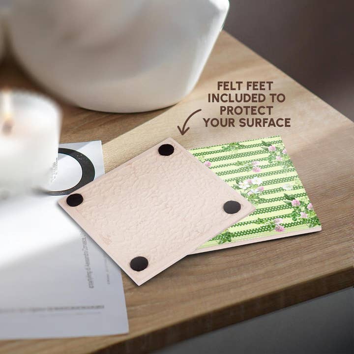 3dRose - Wholesale Coasters - 3dRose, Green Polka Dots Rows and Irish Floral Pattern, Coaster3