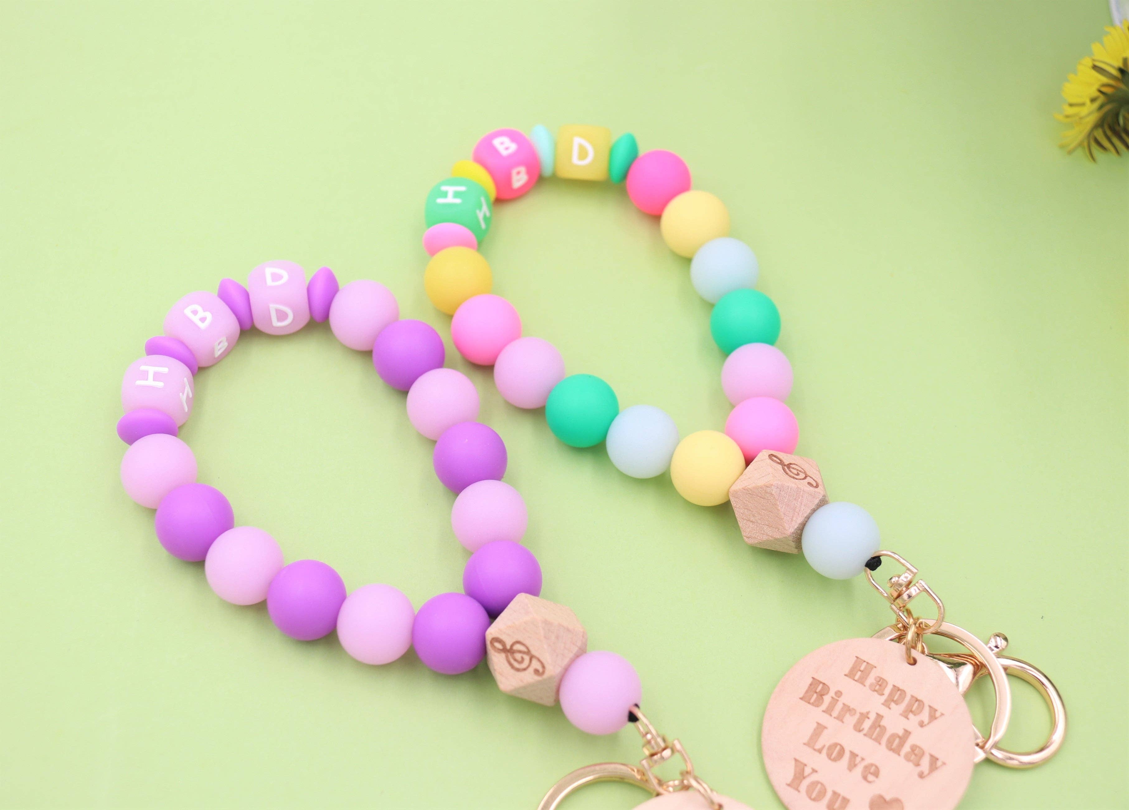 Sparkle Being - Wholesale Keychain Bracelet - Silicone Beaded Wristlet - Glitter Bangle Keychain5