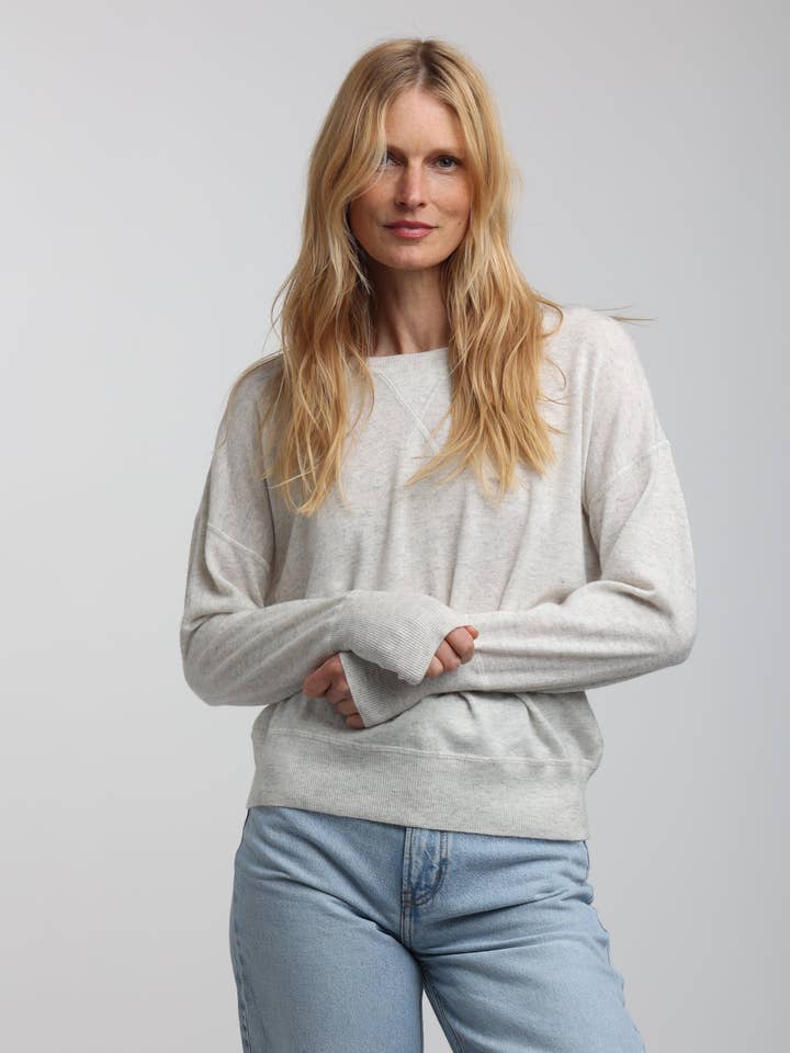 Sweatshirt met ronde hals van kasjmier en linnen voor wholesale door QUINN