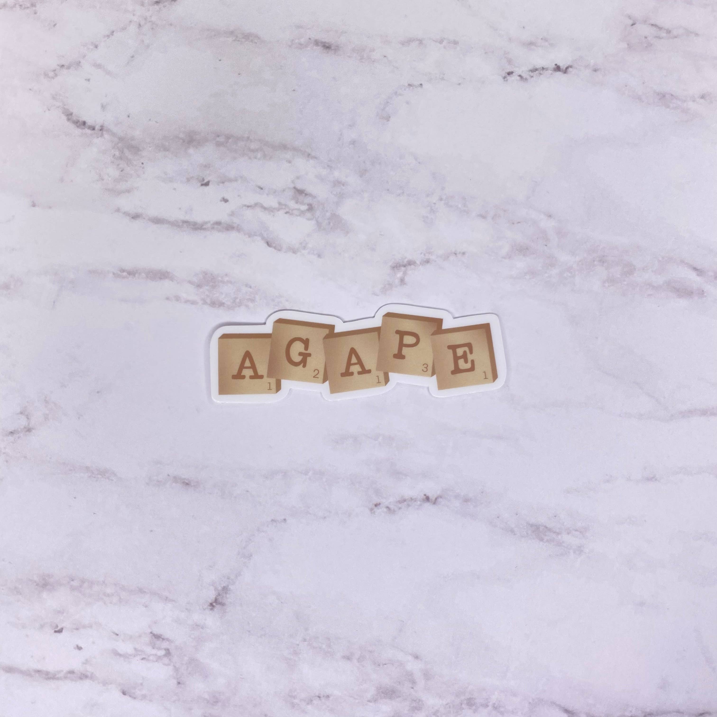 Scarlet Sunday Design Co - Wholesale Sticker - Agape Scrabble Sticker, Christian Sticker, Love Sticker3
