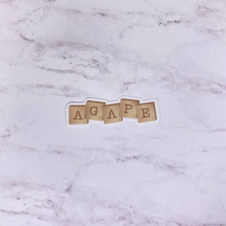 Scarlet Sunday Design Co - Wholesale Sticker - Agape Scrabble Sticker, Christian Sticker, Love Sticker3