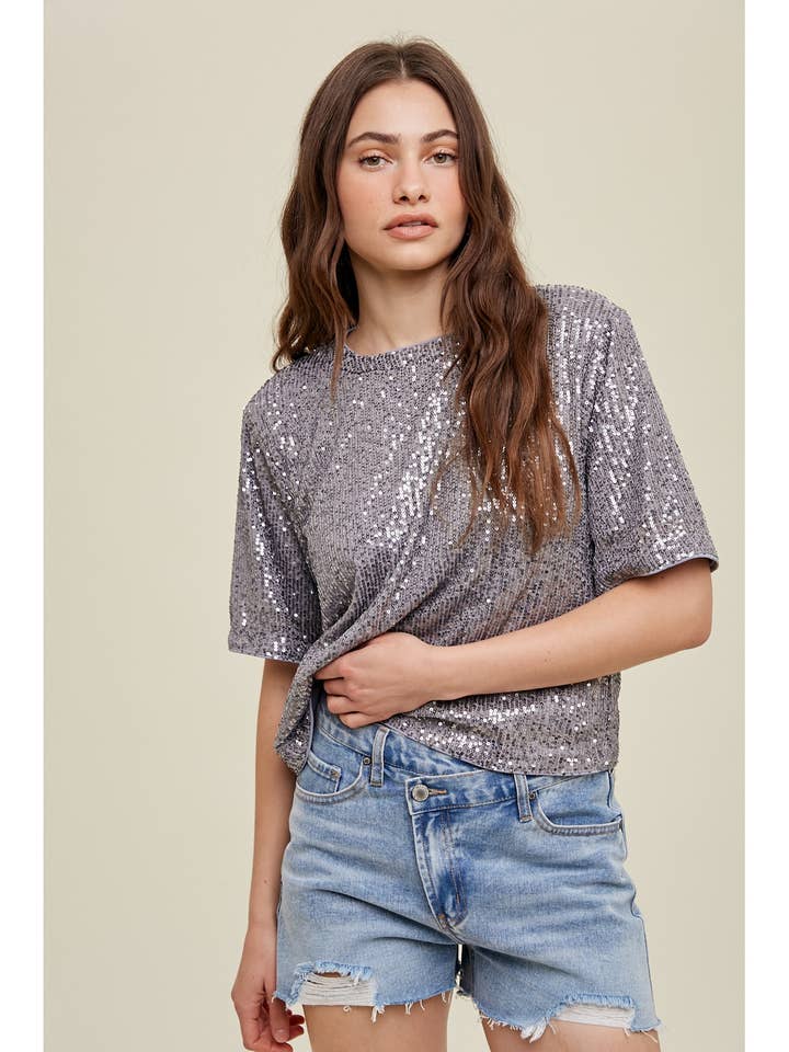 PALJETTBOXY AVSLAPPNAD CROP TOP/WL23-7854 för wholesale av Wishlist Apparel