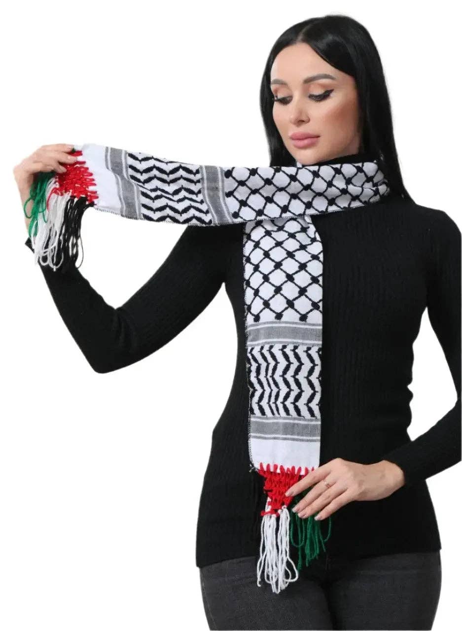 Palestinian Elegance - Wholesale Scarf - Women's - Kuffiyeh Scarf with Palestine Color Strings – Authentic Design