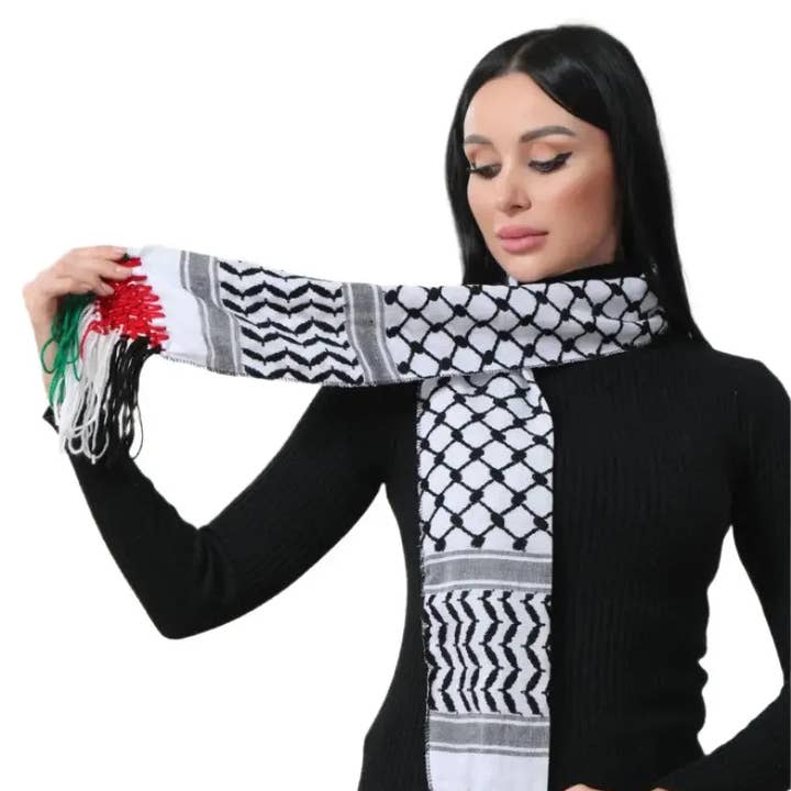 Palestinian Elegance - Wholesale Scarf - Women's - Kuffiyeh Scarf with Palestine Color Strings – Authentic Design0