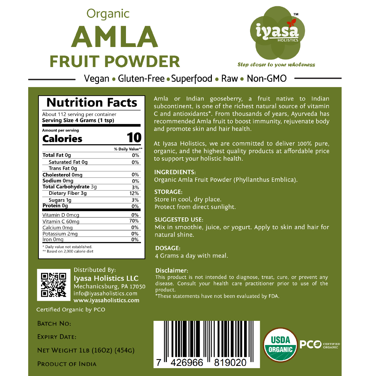 Iyasa Holistics - Wholesale Protein/Superfood Powder - Organic Amla Powder1