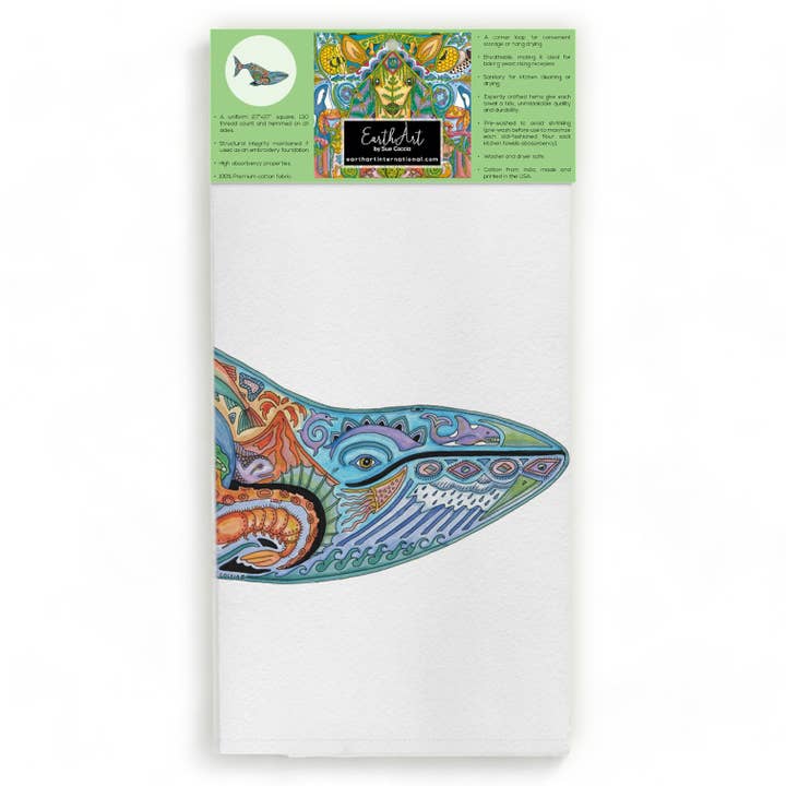 Asciugamano a sacco di farina di balena blu per la vendita all'ingrosso da parte di EarthArt International