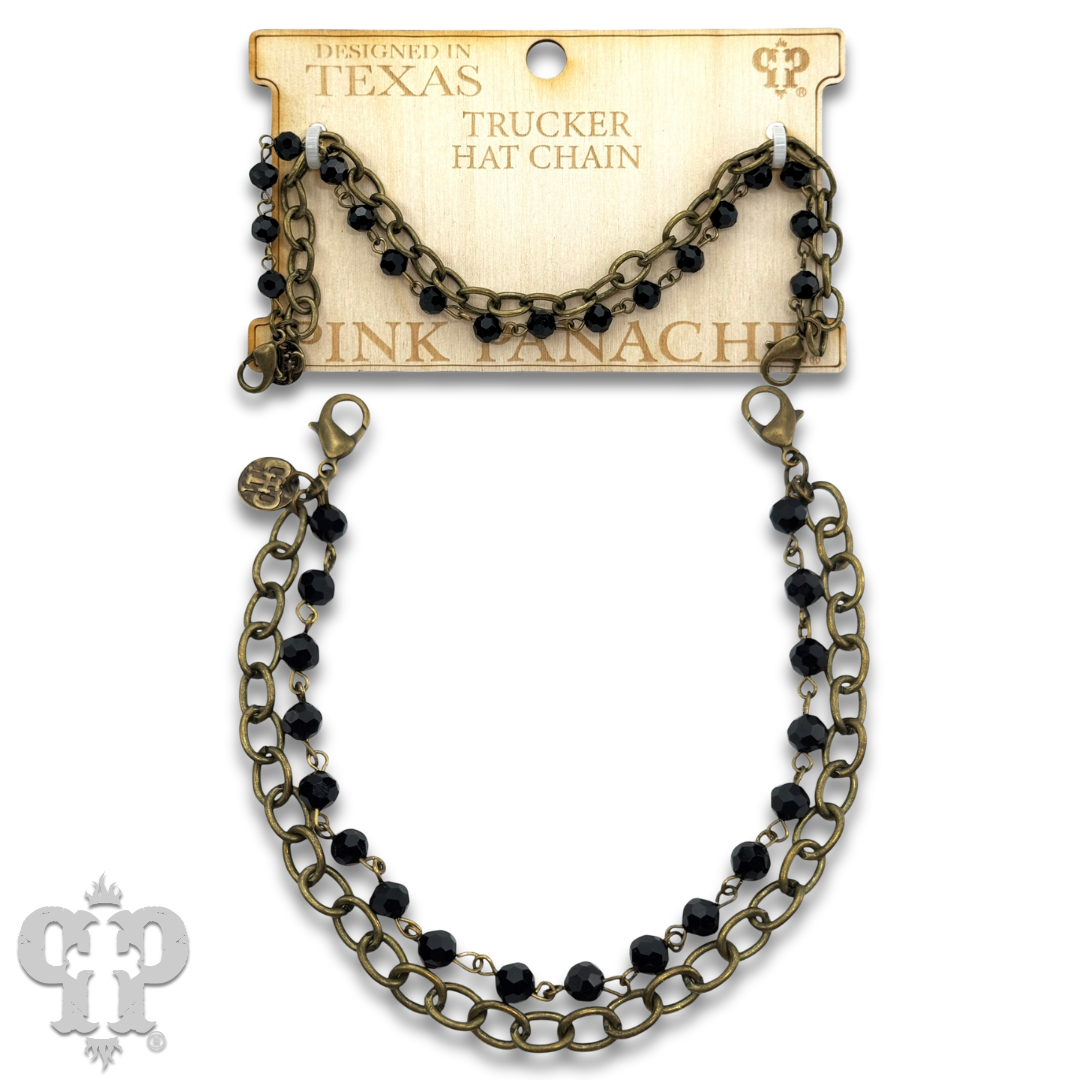 Pink Panache Brands - Wholesale Hat Accessory - Women's - Trucker hat double chain decoration0