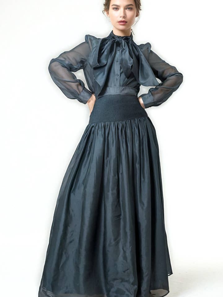 W5947 TIE NECK TOP / SKIRT SET for wholesale by N by Nancy