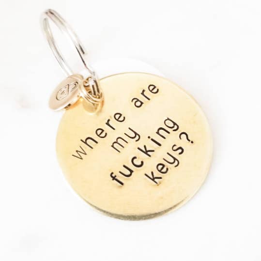 Salt and Sparkle - Wholesale Keychain – Unisex - where are my fucking keys? Brass Key Chain with padlock tag1