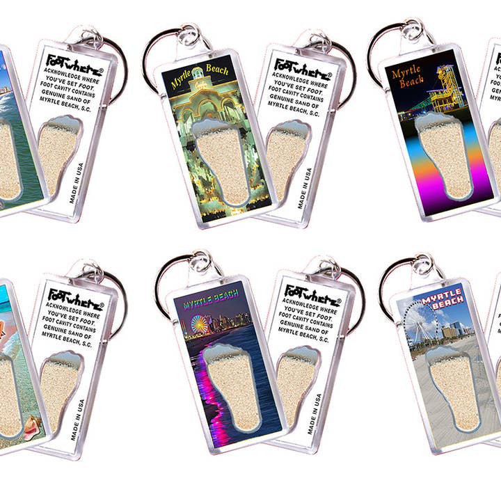 Myrtle Beach FootWhere® Souvenir Keychain. 72 pieces/6 assorted styles. for wholesale by FootWhere- USA Group, Inc.