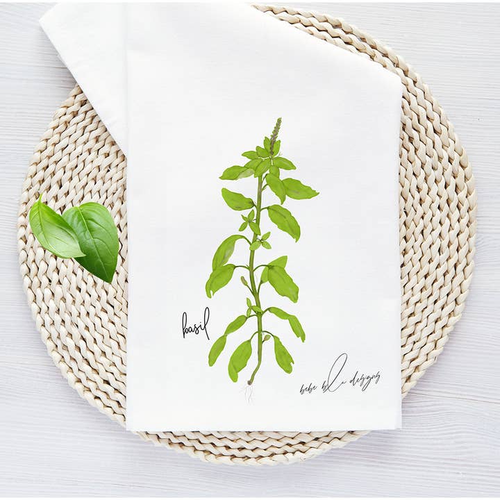 Basil Tea Towel, Cooks Delight, Kitchen Flour Sack Towel for wholesale by Bebe Blu Designs, LLC