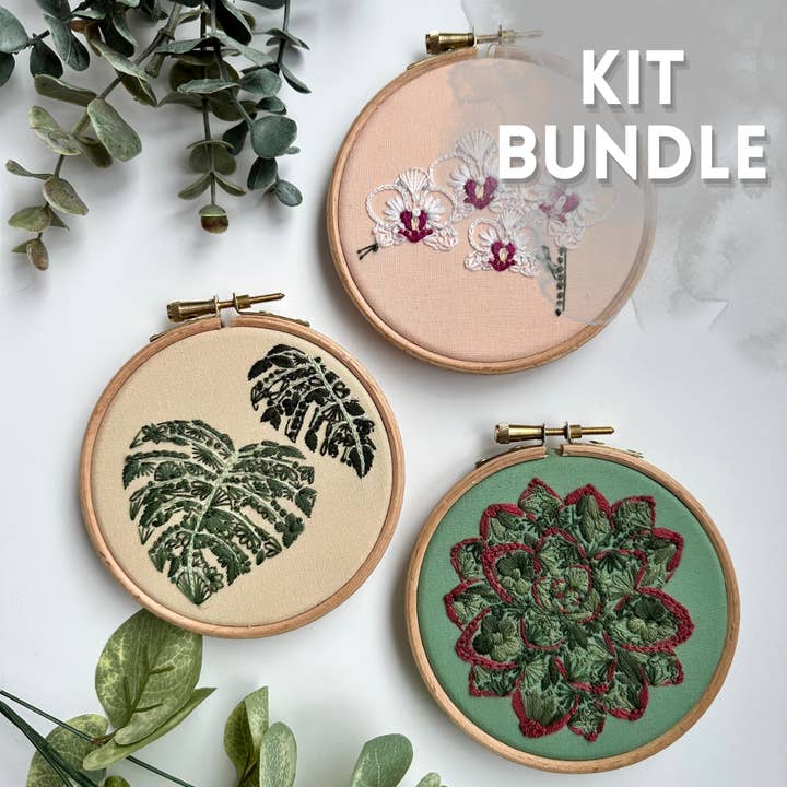 Nest Embirdery - Wholesale Embroidery/Cross Stitch Supplies - Fabulous Flora 3 Mini Kit Bundle