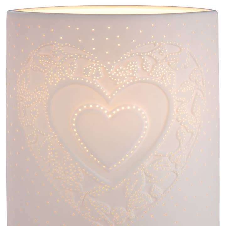 Porcelain lamp ellipse heart for wholesale by Gilde Handwerk Macrander GmbH & Co. KG