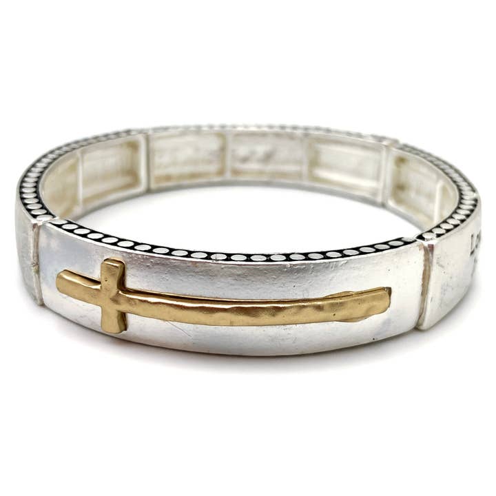 Lunar Deer - Wholesale Bangle Bracelet - Bible Prayer 1 Corinthian 13:4 Cross Bar Stretch Bracelet1