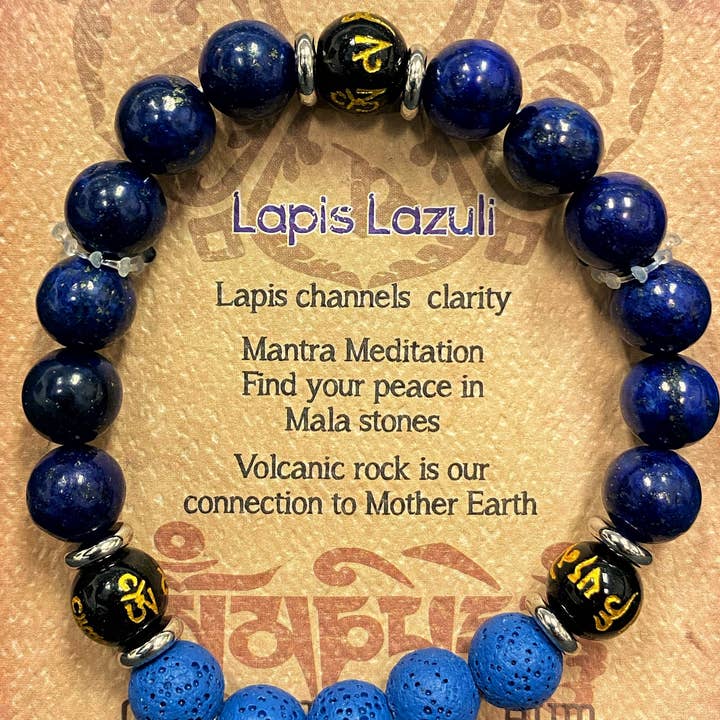 Mantra Healing Stones Armband in Lapis Lazuli voor wholesale door Om Gallery