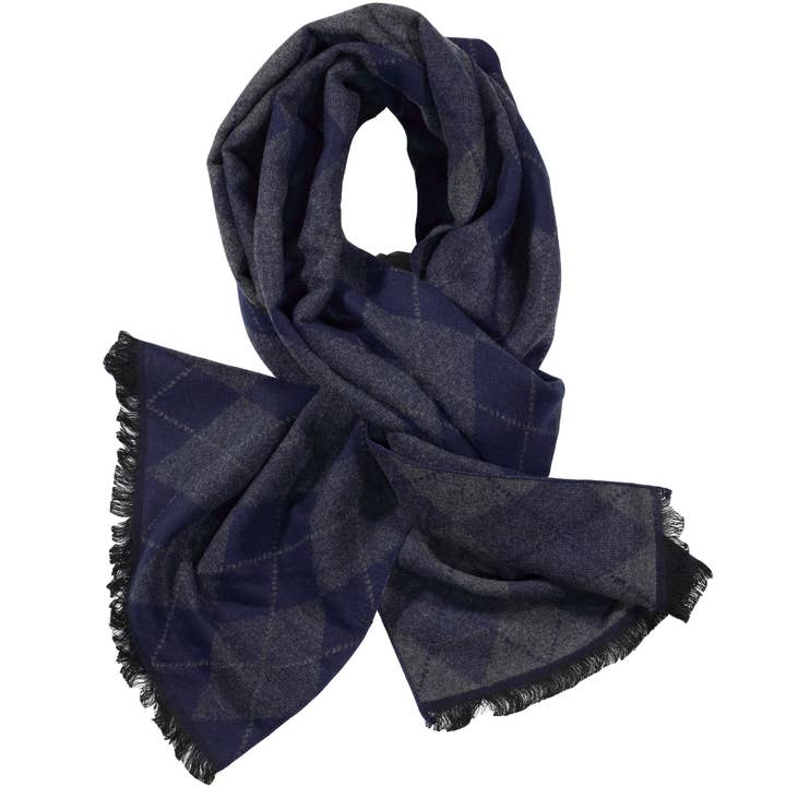 Blue & Grey Diamond Scarf for wholesale by DIBI