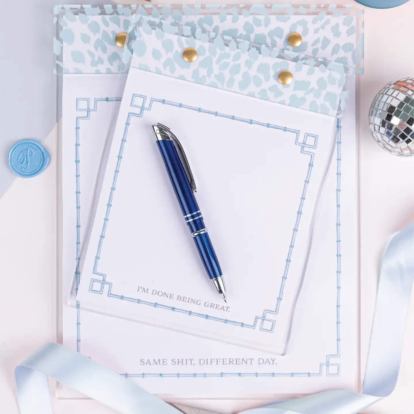 Swag – wholesale Notepad – Blue Bamboo Acrylic Notepad 0