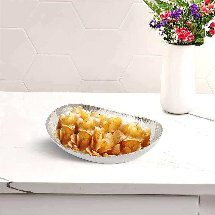 Monarch Abode - Wholesale Decorative Plate/Dish/Bowl - Hand Hammered Modern Decorative Bowl 12.75 x 8.75 inch25