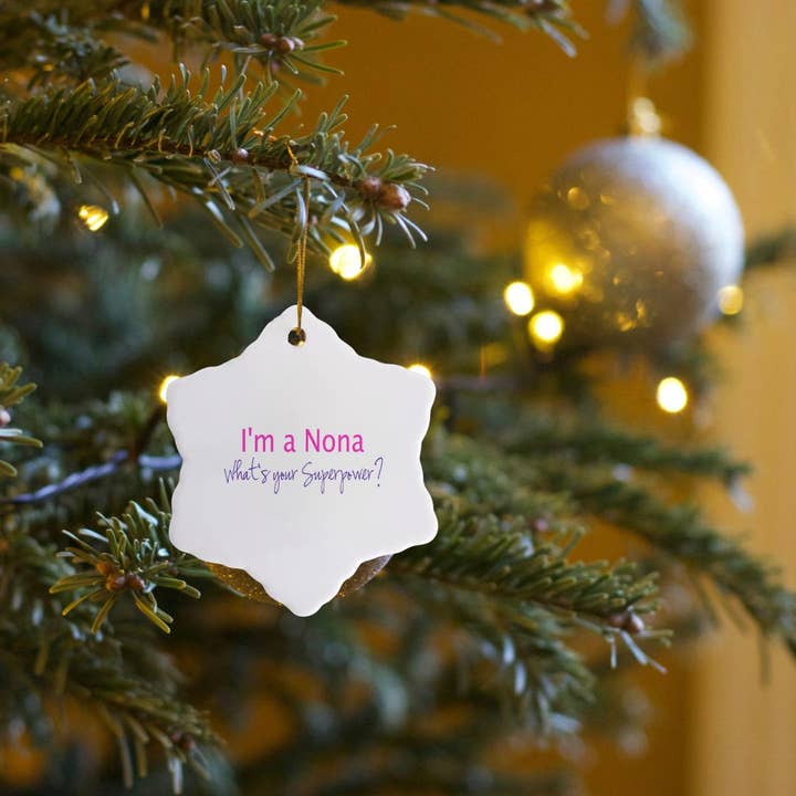 3dRose - Wholesale Ornament - 3dRose, Im a Nona - Whats your Superpower - hot pink - funny gift for grandma, Ornament13