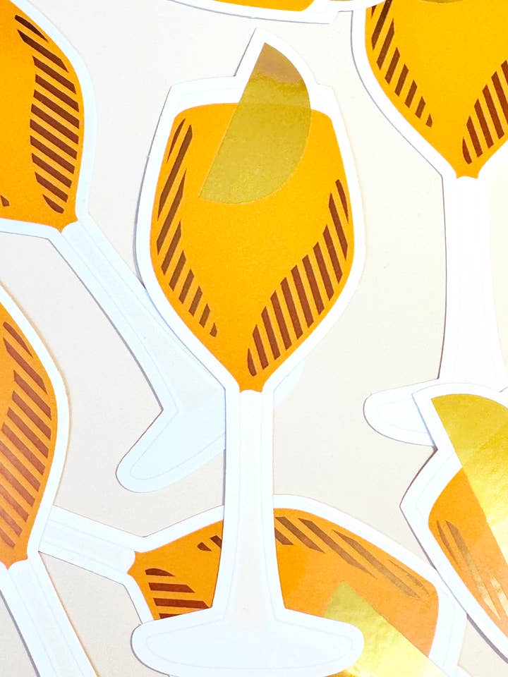 Aperol Spritz Metallic Sticker - 5 in x 1.75 in for wholesale by Studio Pop Online