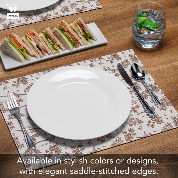 CounterArt/Highland Home/Thirstystone/CoasterStone - Wholesale Placemat - Autumn Birds Luxurious Vegan Faux Leather Place Mats 1