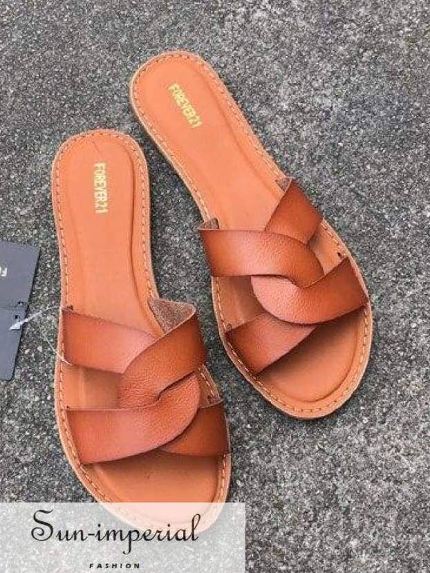 Flade sandaler Sommer Lejligheder for kvinder Læder Komfortabel for engroshandel hos Sun Imperial