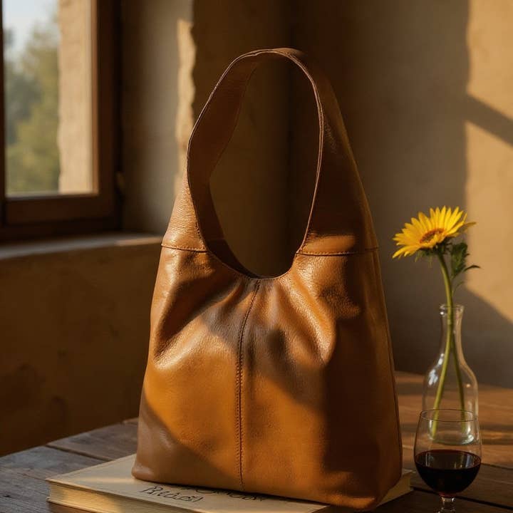 ZEEN - Wholesale Shoulder Bag - Women's - Gina Dark Camel Leather Bag1