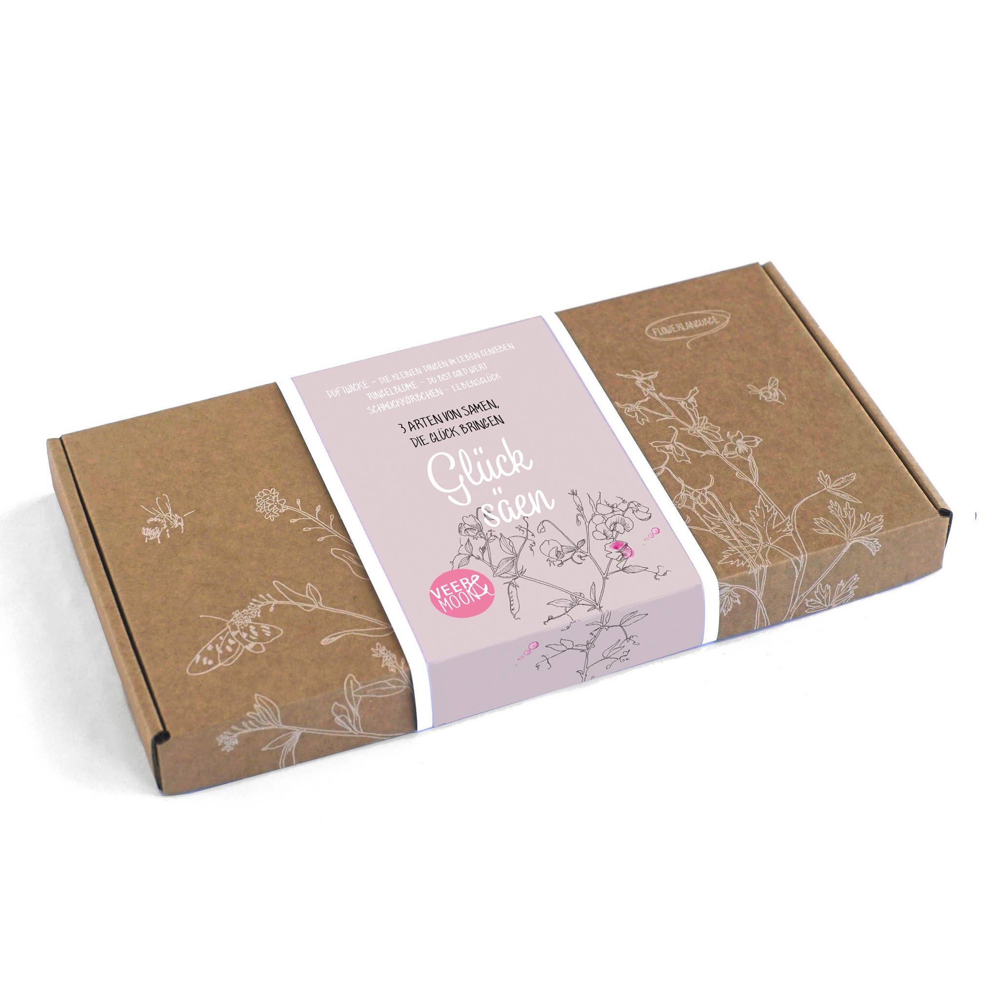 Veer&Moon – wholesale Presentbox – Presentlåda 'Så lycka' med tre olika fröer för lycka0