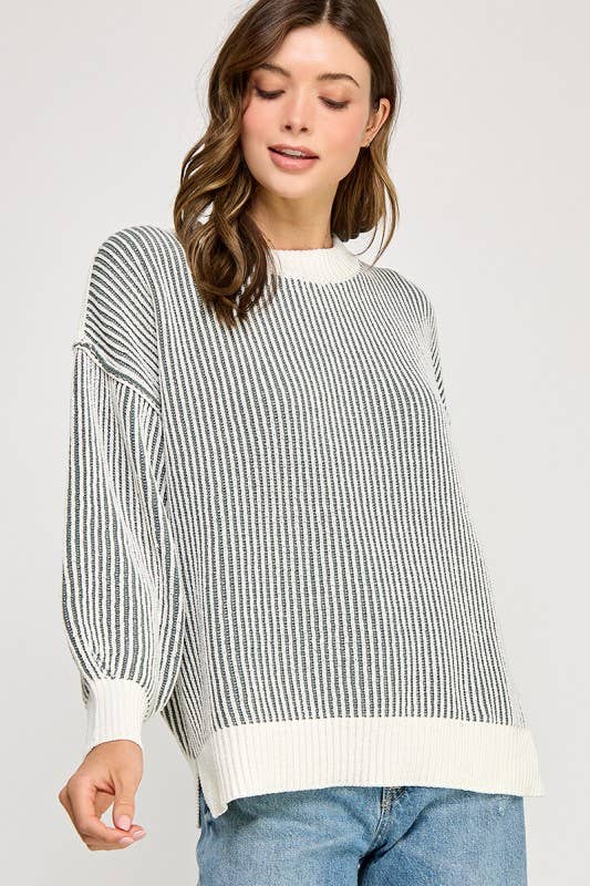 Miss Love - Wholesale Knit Sweater - Women's - Super Soft Strip Sweater5