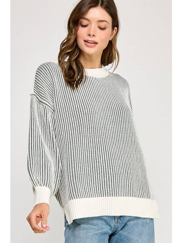 Miss Love - Wholesale Knit Sweater - Women's - Super Soft Strip Sweater5