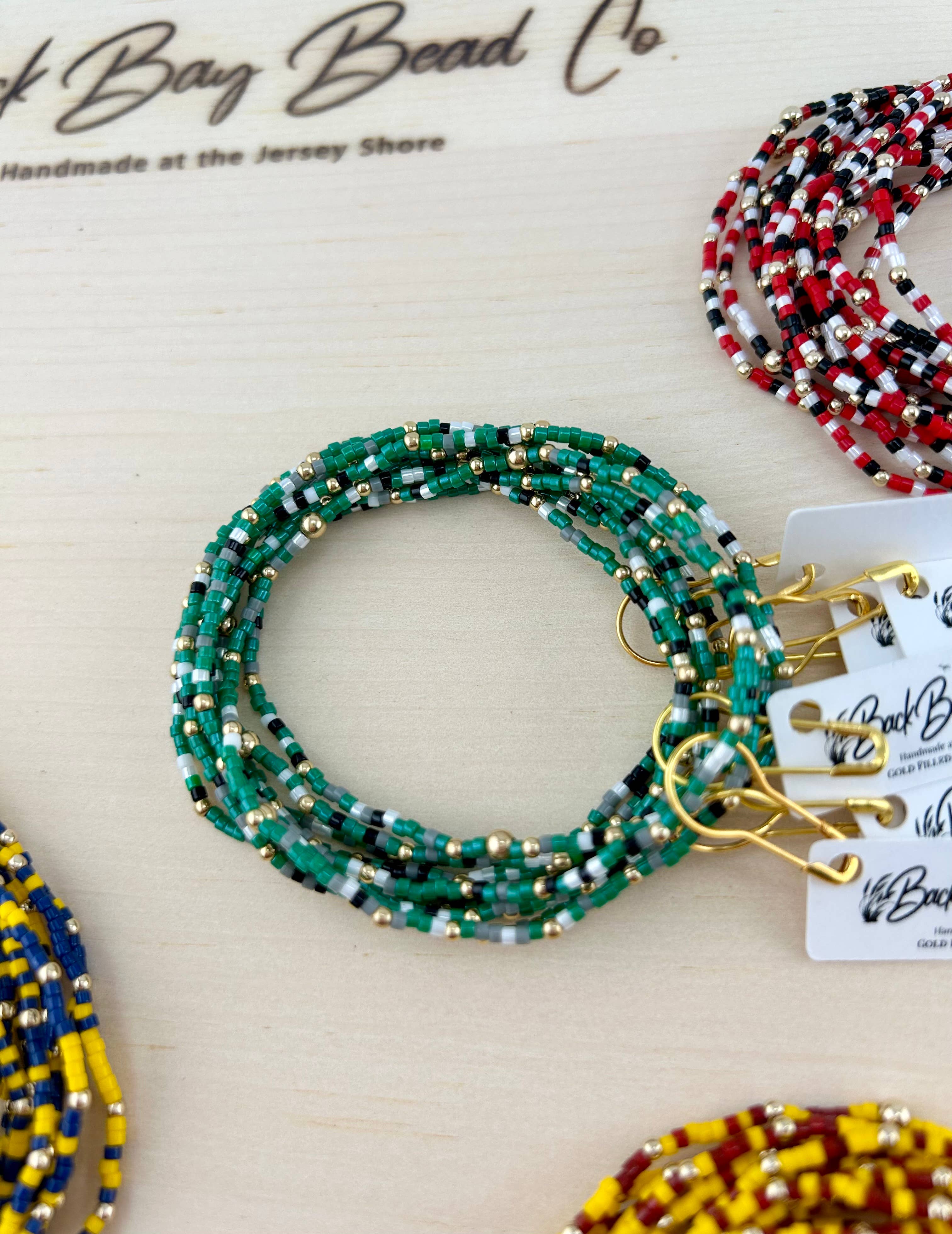 Back Bay Bead Company - Wholesale Beaded Bracelet - Game Day Bracelets Seed Bead Gold Filled Stretch Bracelets 24