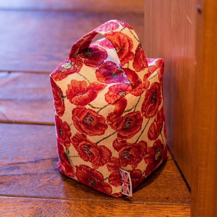 Door Stop - Tapestry Poppies for wholesale by The Wheat Bag Company