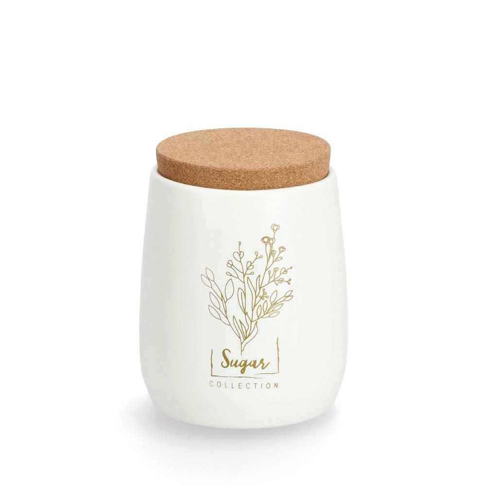white Storage jar with cork lid "Sugar", 750 ml, metal for wholesale on Faire0