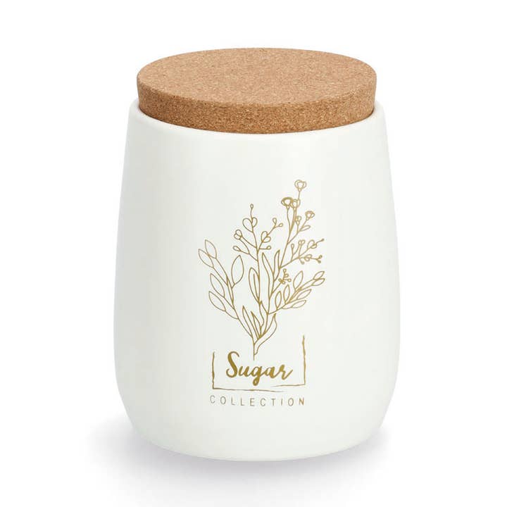 white Storage jar with cork lid "Sugar", 750 ml, metal for wholesale on Faire0