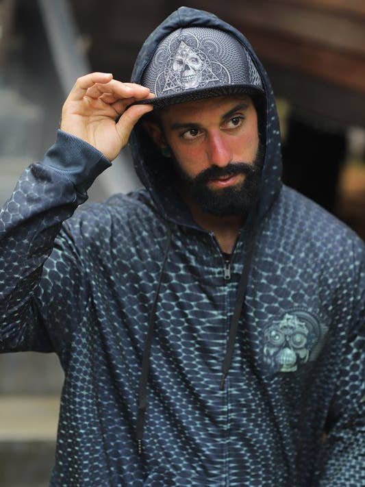 Camisola com Capuz de Geometria Sagrada | Camisola com Capuz Fractal | Roupa Psy | Camisola de Festival | Camisola Psicadélica | Serpienski (HD) por atacado de Mystic Mind