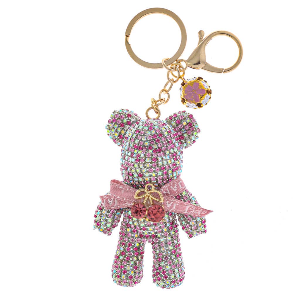 JOIA ACCESSORIES - Wholesale Keychain - Women's - RHINESTONE BEAR BAG CHARM KEYCHAIN, LVKL 1353