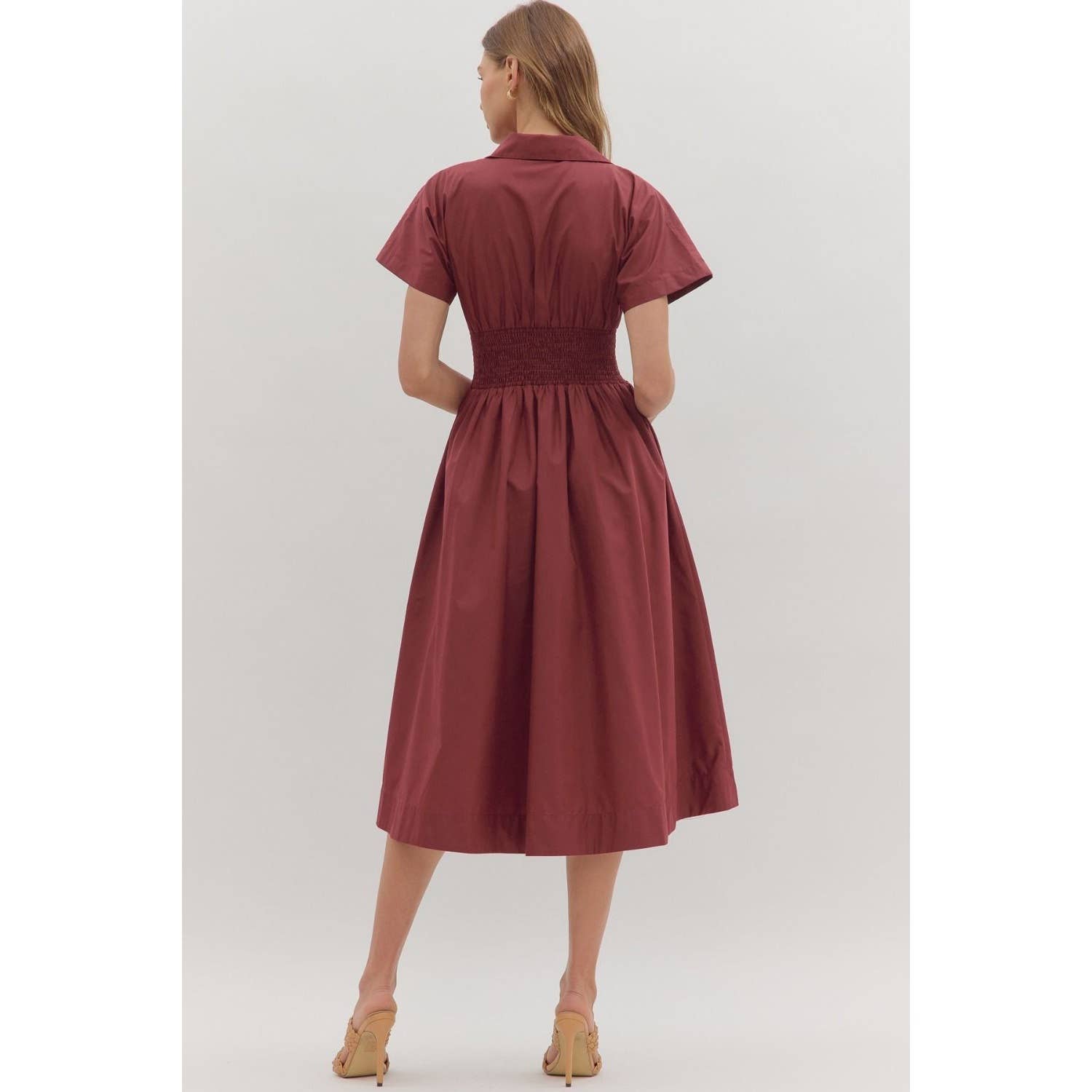 STYLE USA - Wholesale Dress - Women's - Solid short sleeve midi dress 18