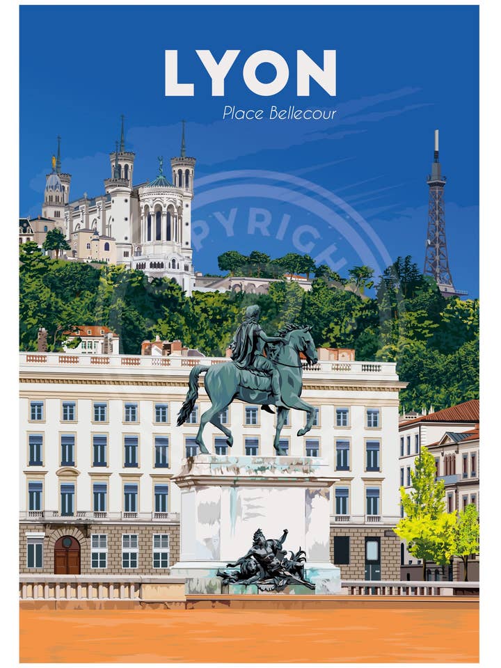 PÓSTER LYON - PLACE BELLECOUR - 30X40 CM para venta al por mayor de Printymania