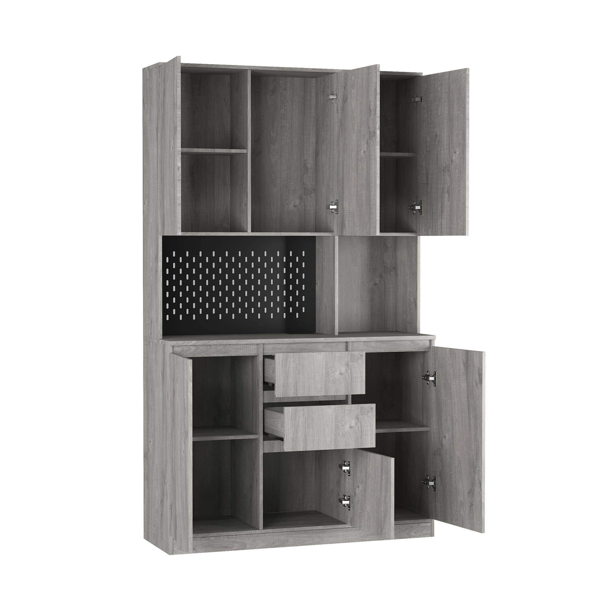 39F Inc. - Vente Armoire - Armoire de garde-manger 74", station de charge, support pour micro-ondes50