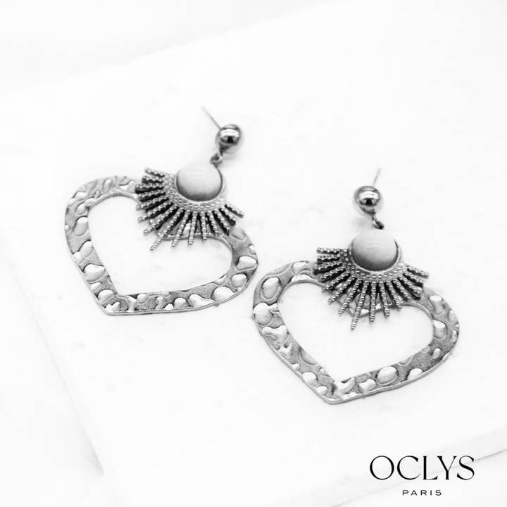 Oclys - Wholesale Dangle Earrings - Moderna stainless steel heart drop earrings