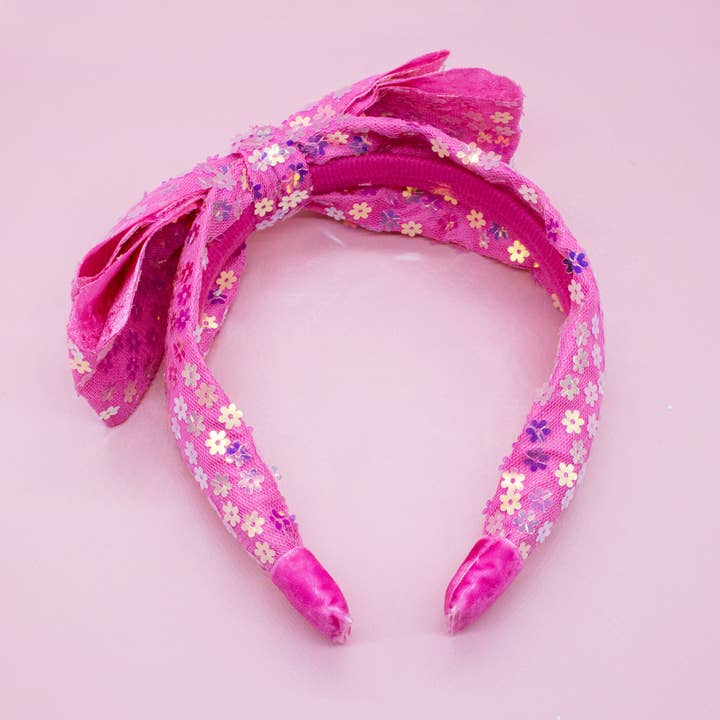 Frog Sac - Wholesale Fashion Headband - Kids - Big Bow Headband - Double Layer Sequin