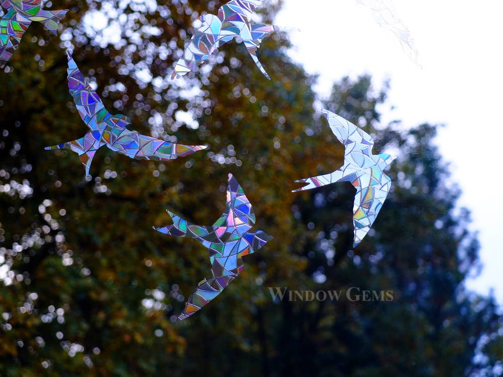 Window Gems - Wholesale Suncatcher - Swallows Window Clings - 7 Prismatic Bird Strike Prevention Decals1