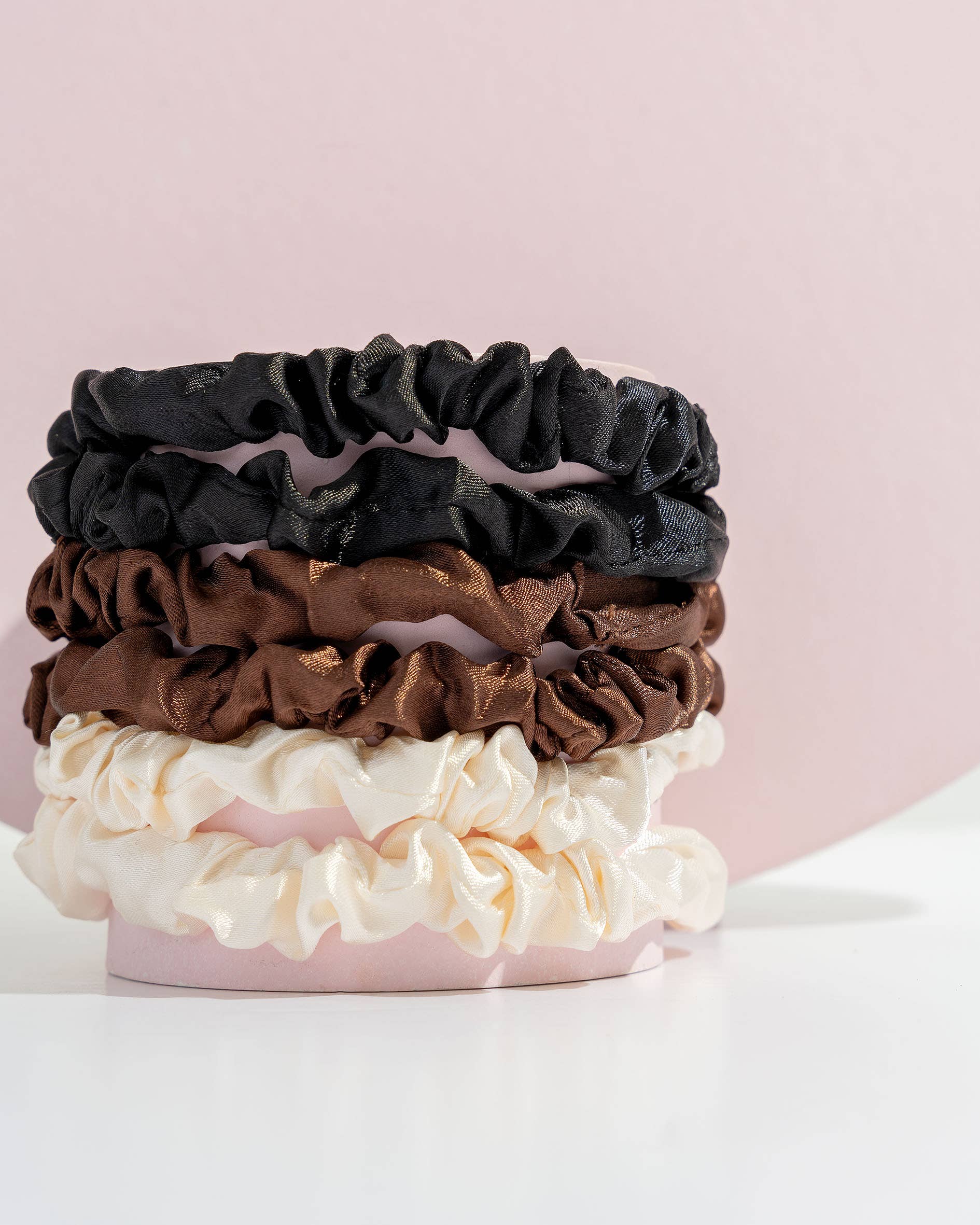 Soinvogue – wholesale Hair tie – Brushworks Skinny Satin Scrunchies - 6 Pack3