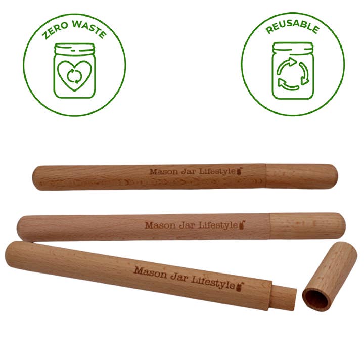Mason Jar Lifestyle - Wholesale Drinking Straw - Wood Reusable Straw Carrying Case
