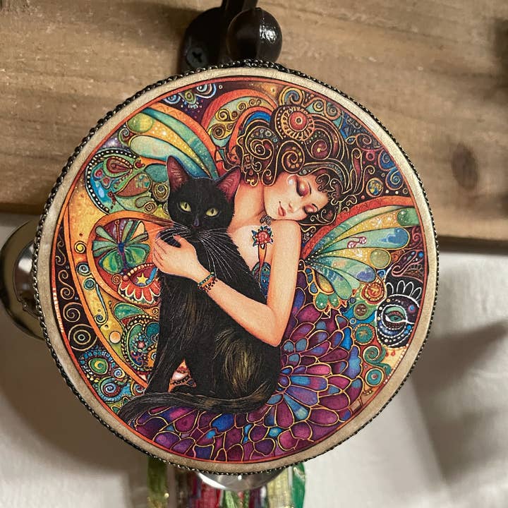 Fairy Art, Fairy 4" Tambourine and Ribbon Wall Accent for wholesale by Bodhi Leaf Market
