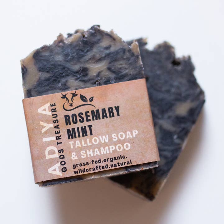 Rozemarijn Munt Shampoo en Body Bar voor wholesale door Adiya God's Treasure Beef Tallow & Teas