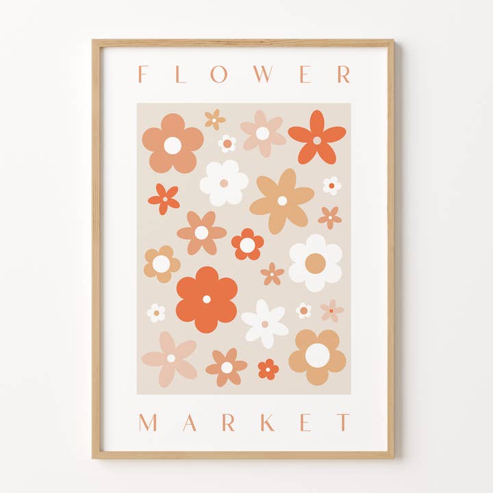 Retro blomstermarked Print for engroshandel hos Peach and Home