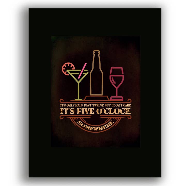 Song Lyrics Art - Wholesale Art Print - It's 5 O'Clock Somewhere - Jimmy Buffett Lyric Inspired Wall Art